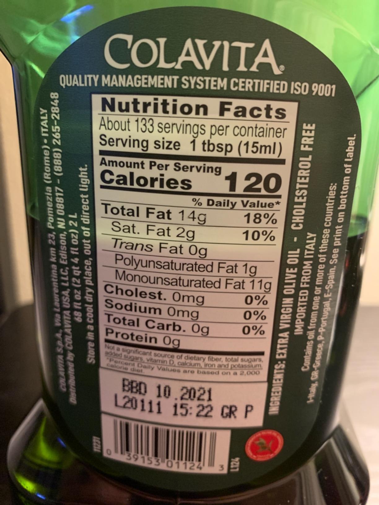Colavita Extra Virgin Oil First Cold Pressed olive, 68 Fl Oz customer photo 1