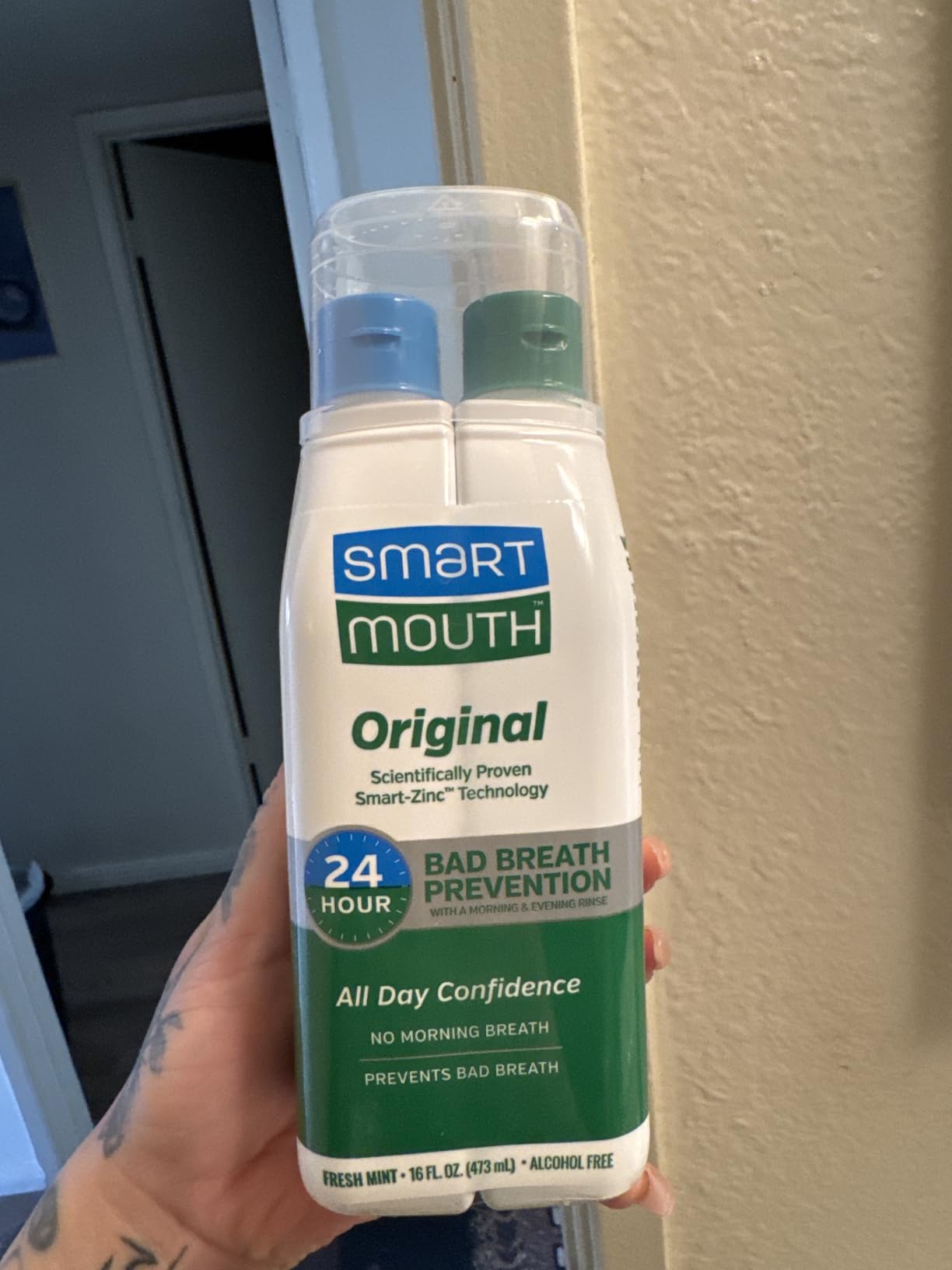 SmartMouth Original Zinc Activated Mouthwash, Fresh Mint, 16 fl oz, 2-Pack customer photo 1