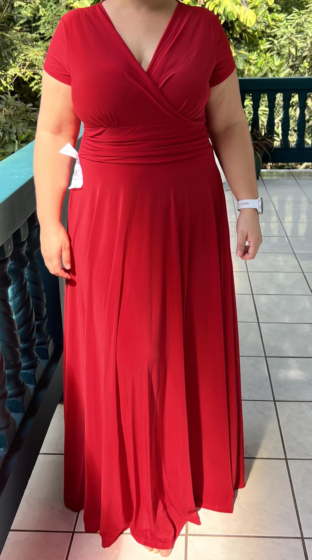 KOH KOH Womens Sexy Cap Short Sleeve V-Neck Flowy Cocktail Gown customer photo 2