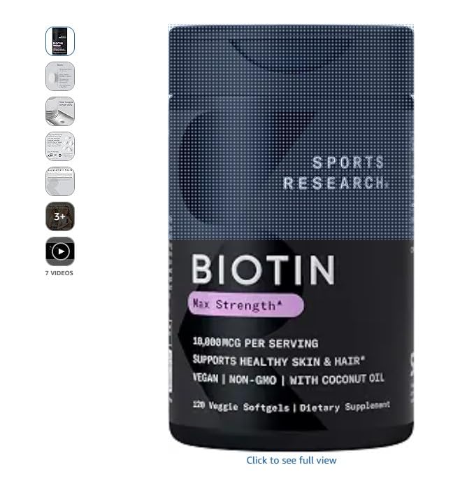 Sports Research® Biotin 10,000mcg w/Coconut Oil, 120 Count Plantgels™ customer photo 2