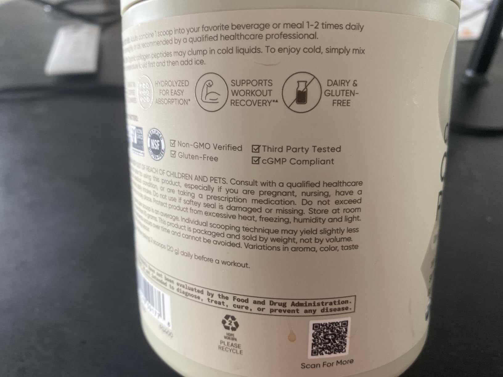 Sports Research® Collagen Peptides Protein Powder 16oz (Unflavored) customer photo 1