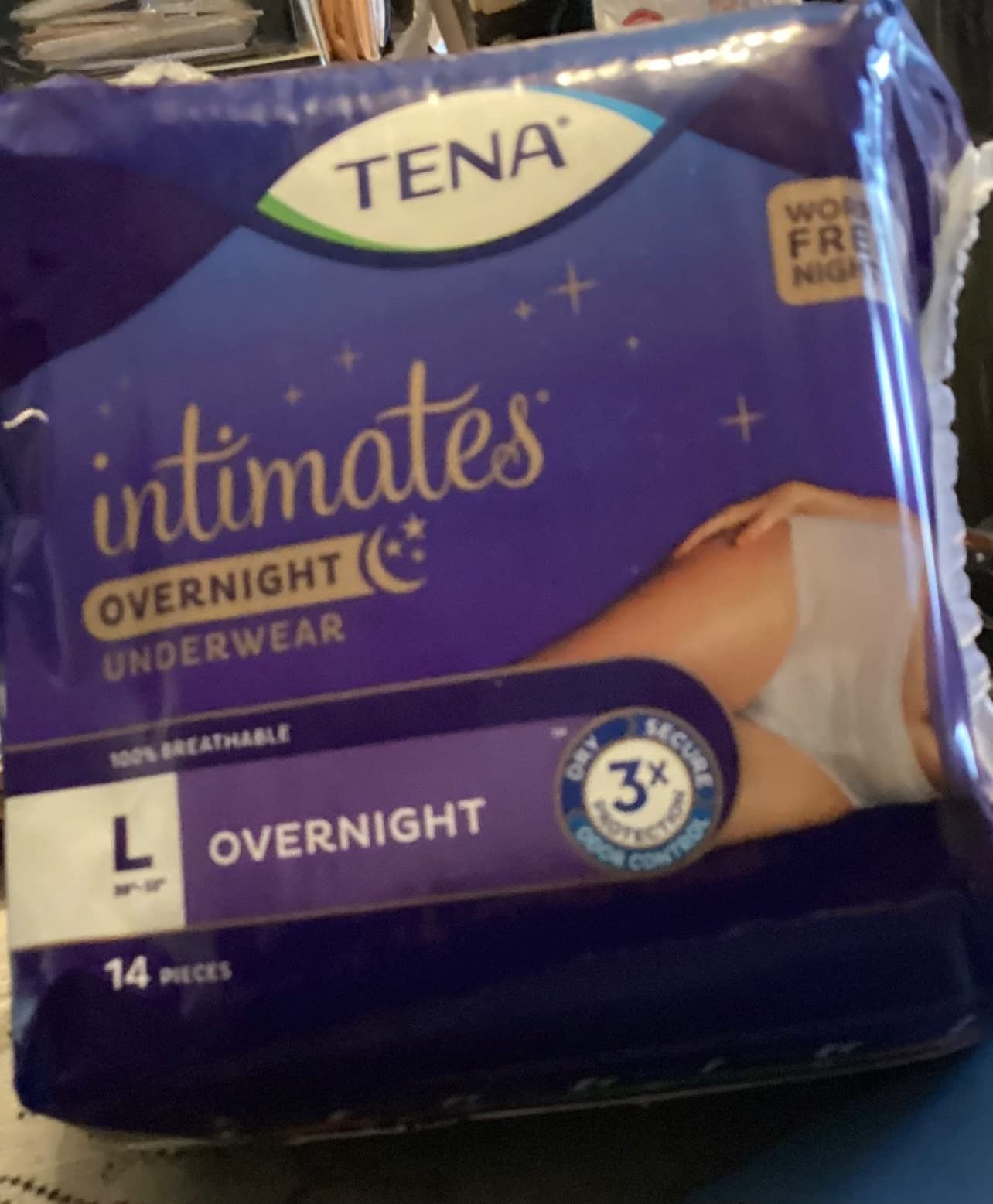TENA Sensitive Care Overnight Incontinence Underwear, Women, L 32-42in,16ct customer photo 2