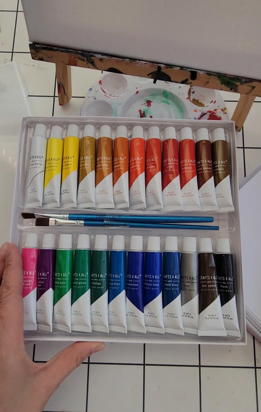 Crafts 4 All Acrylic Paint Set for Adults and Artists - 24 Pack of 12mL Paints with 3 Art Brushes, Non-Toxic Craft Paint for Easter Eggs, Ceramic Rock- Art Supplies customer photo 1