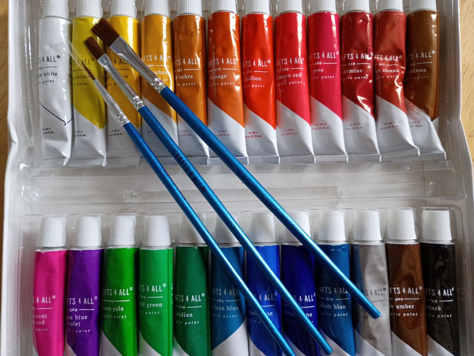 Crafts 4 All Acrylic Paint Set for Adults and Artists - 24 Pack of 12mL Paints with 3 Art Brushes, Non-Toxic Craft Paint for Easter Eggs, Ceramic Rock- Art Supplies customer photo 2