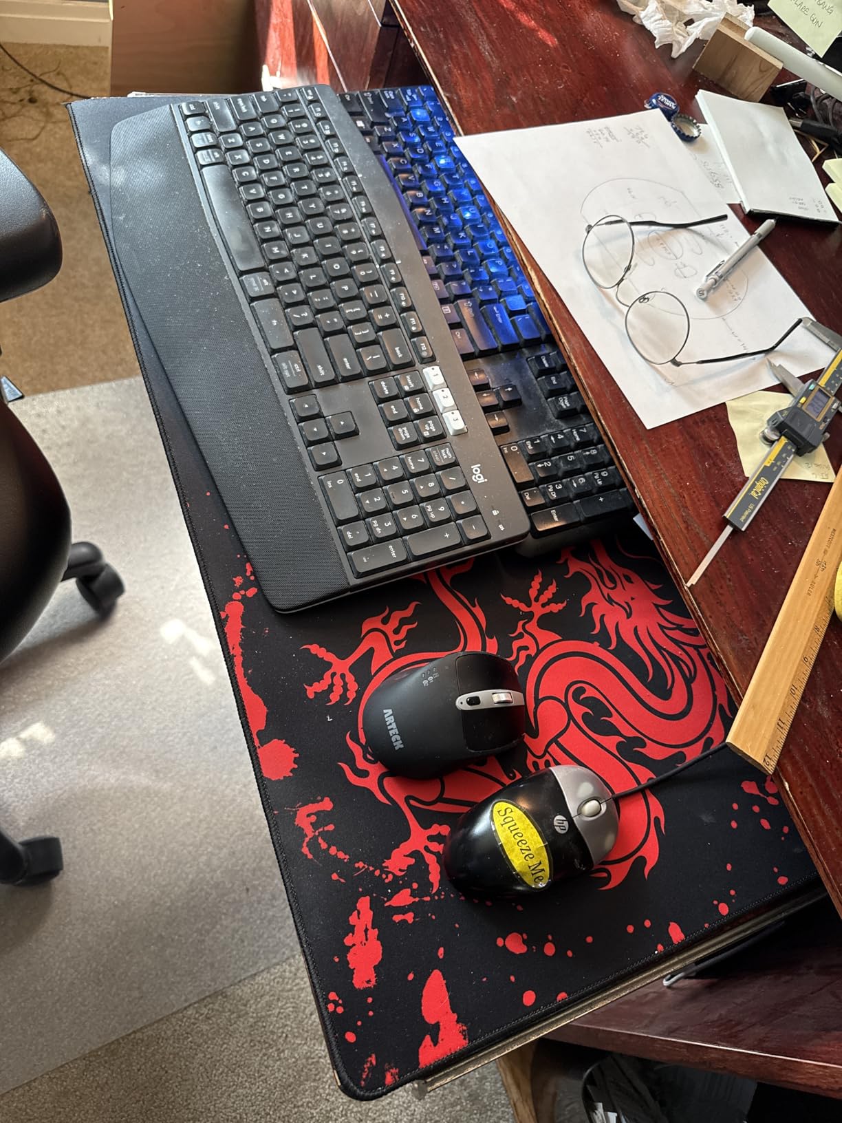 JIALONG Large Gaming Mouse Pad Extended Desk Mat XXL Mousepad with Non-Slip Keyboard Pad for Office Laptop, Computer and PC - 35.4 x 15.7 inches World Map customer photo 2