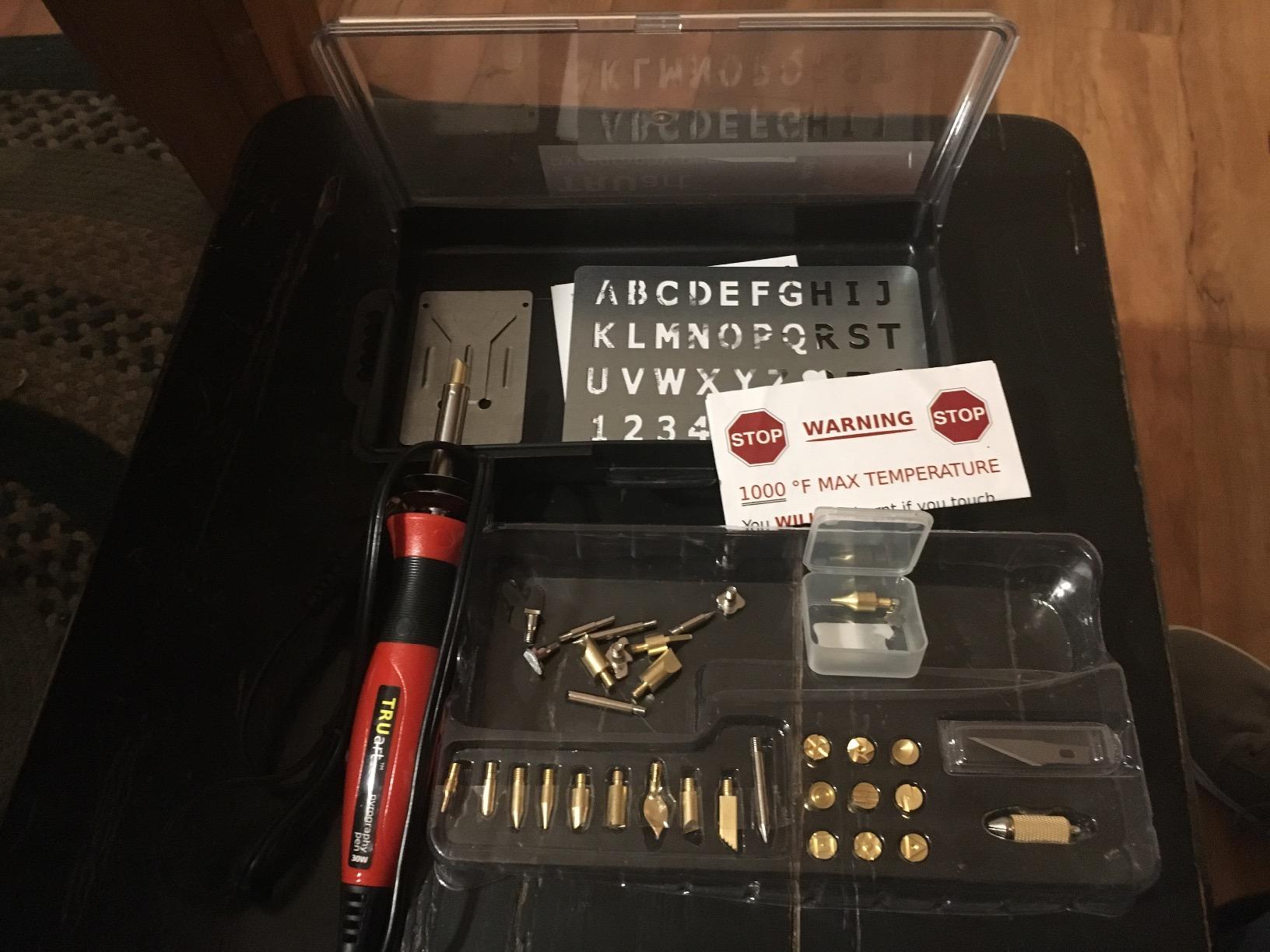 TRUArt Stage 1 Wood Leather Cardboard Paper Pyrography Pen Set w/Jewelry Soldering Point - Best Woodburning Crafts Burner Tool Kit - Comes with 35 Tips, Dual Power Mode - 30W-15W, Gourd customer photo 1