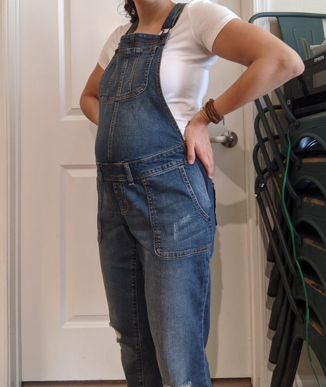 Motherhood Maternity Women's Side Panel Skinny Ankle Pregnancy Denim Overalls customer photo 1