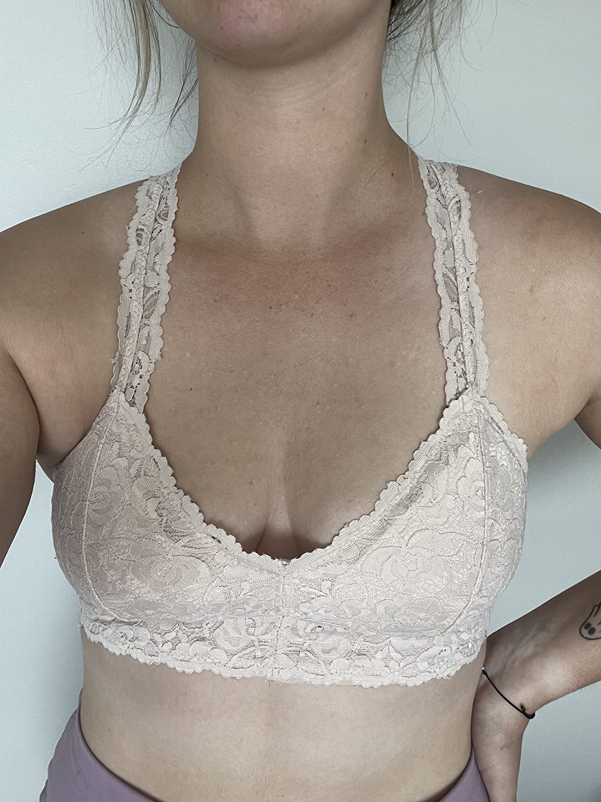 YIANNA Women Lace Bralette Padded Sexy Wirefree Racerback Lace Bra Crop Top customer photo 1