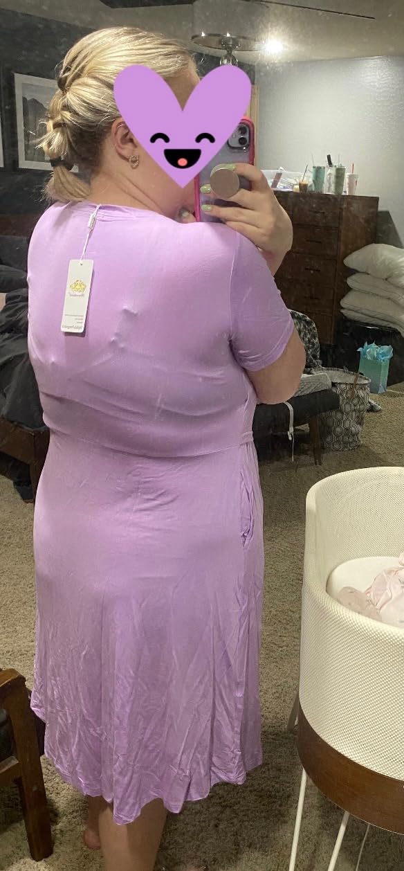 Bearsland Women's Short Sleeves Maternity Dress Nursing Breastfeeding Dresses with Pockets customer photo 2