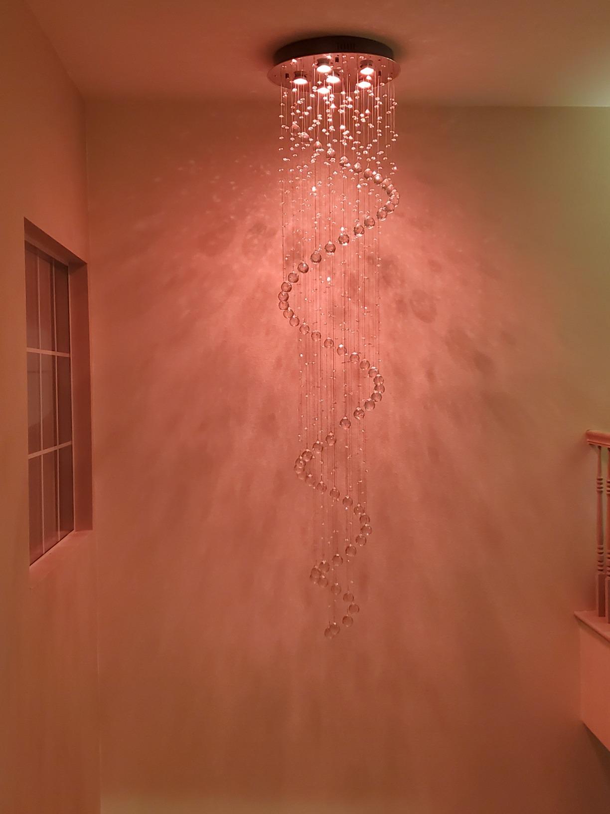 87-in Chandelier for High Ceiling, 6-Light Crystal Chandelier Spiral Design, Large Modern Ceiling Light for Stairs, Foyers, Living Rooms, Video Availablle for Easy Installation customer photo 2