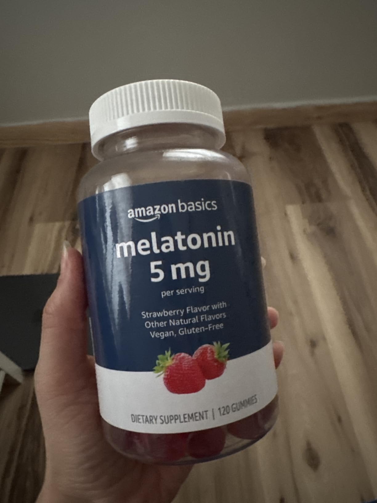 Amazon Basics Melatonin, Sleep Support Gummies, Strawberry Flavor, 5mg, 120 Count (Previously Solimo) customer photo 2