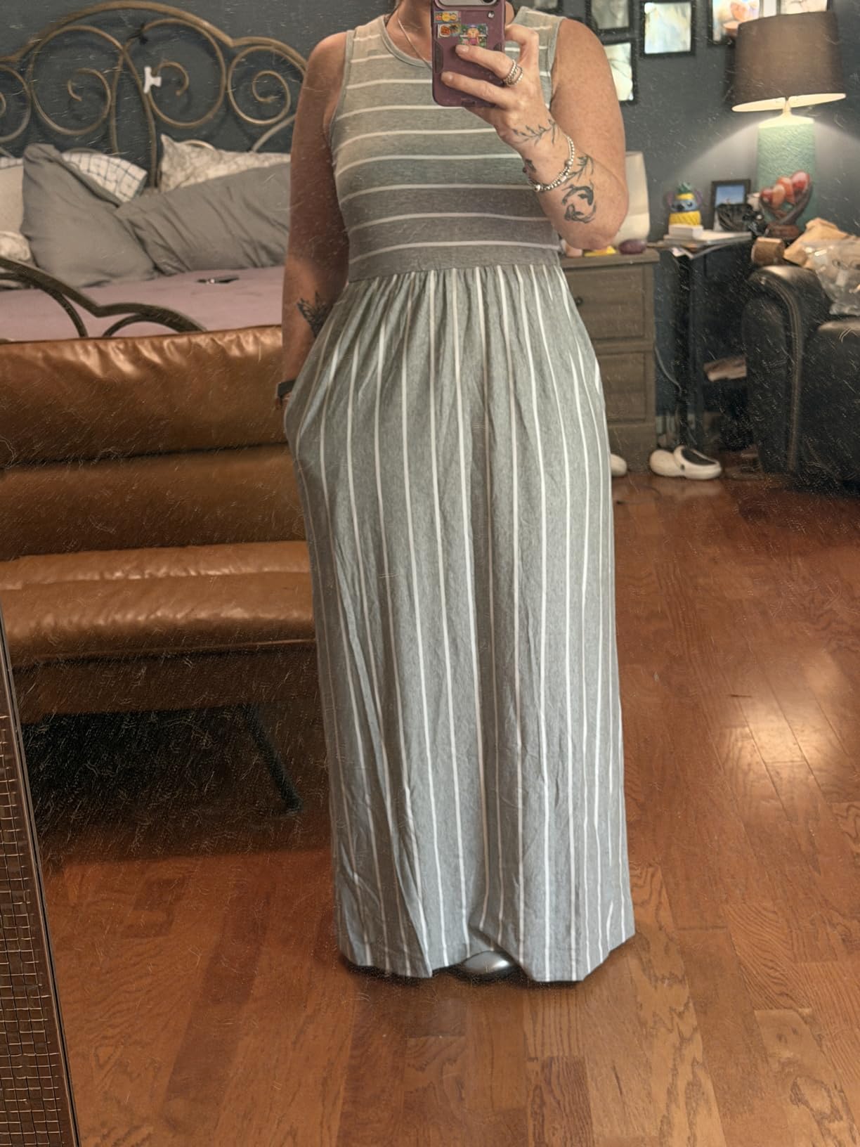Hount Women's Summer Sleeveless Striped Flowy Casual Long Maxi Dress with Pockets customer photo 2