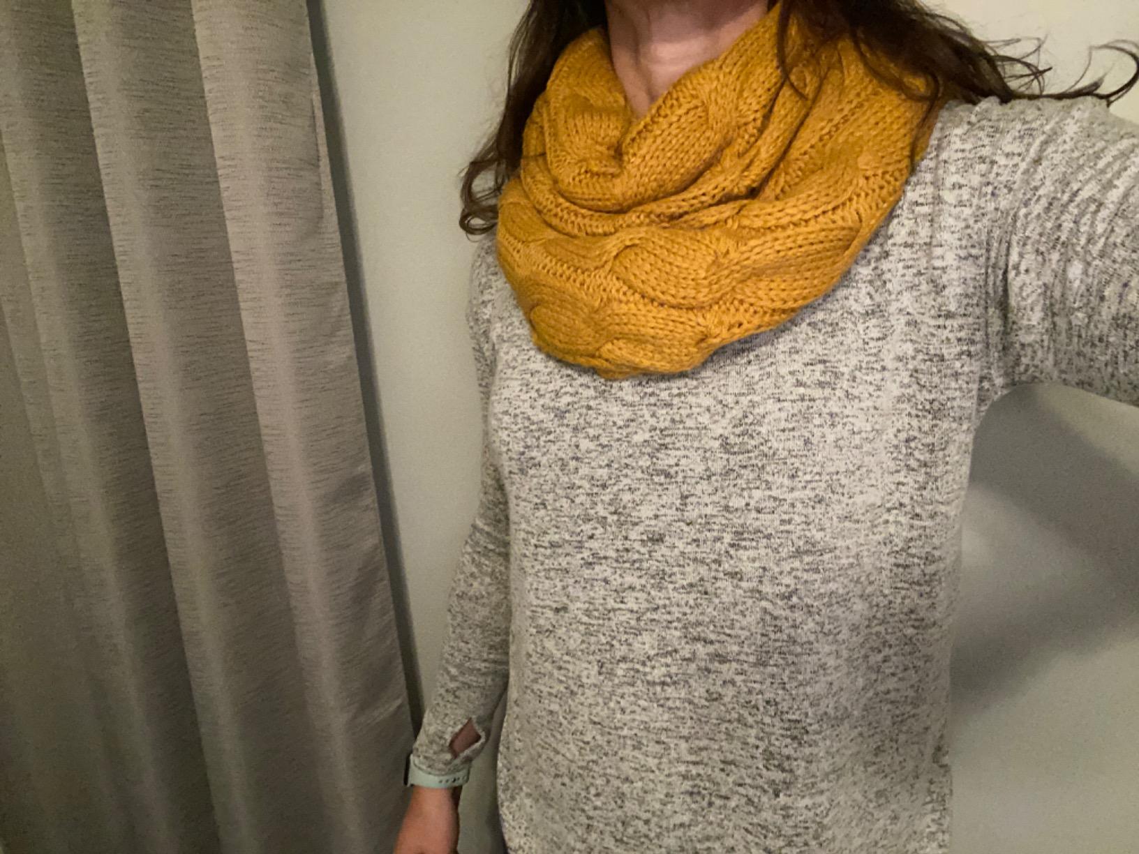 C.C Women's Winter Cable Knit Sherpa Lined Warm Infinity Pullover Scarf customer photo 1