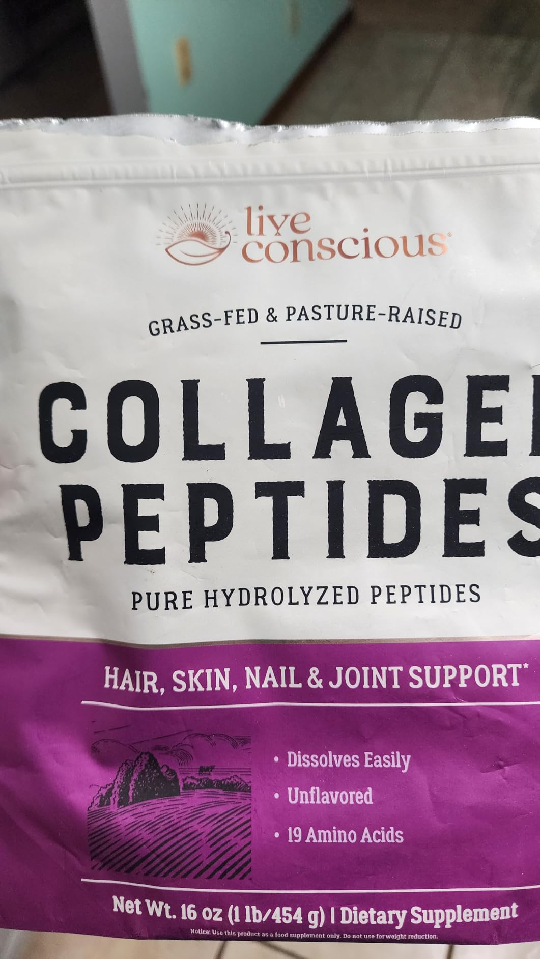 Live Conscious Collagen Peptides Powder - Naturally-Sourced Hydrolyzed Collagen Powder - Hair, Skin, Nail, and Joint Support - Type I & III Grass-Fed Collagen Supplements for Women and Men - 16oz customer photo 1