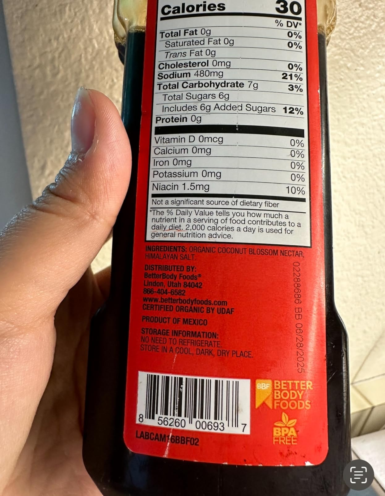 BetterBody Foods Organic Coconut Aminos, Soy Sauce Alternative, Gluten Free, Soy Free, Non-GMO, 16.9 Ounces customer photo 1