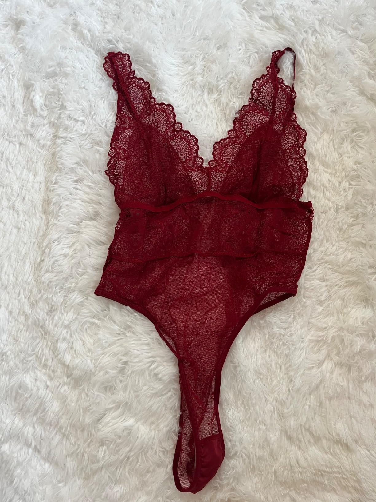 Garmol Women Lingerie Lace Bodysuit Deep V Neck Dobby Mesh Body Suits Teddy customer photo 2