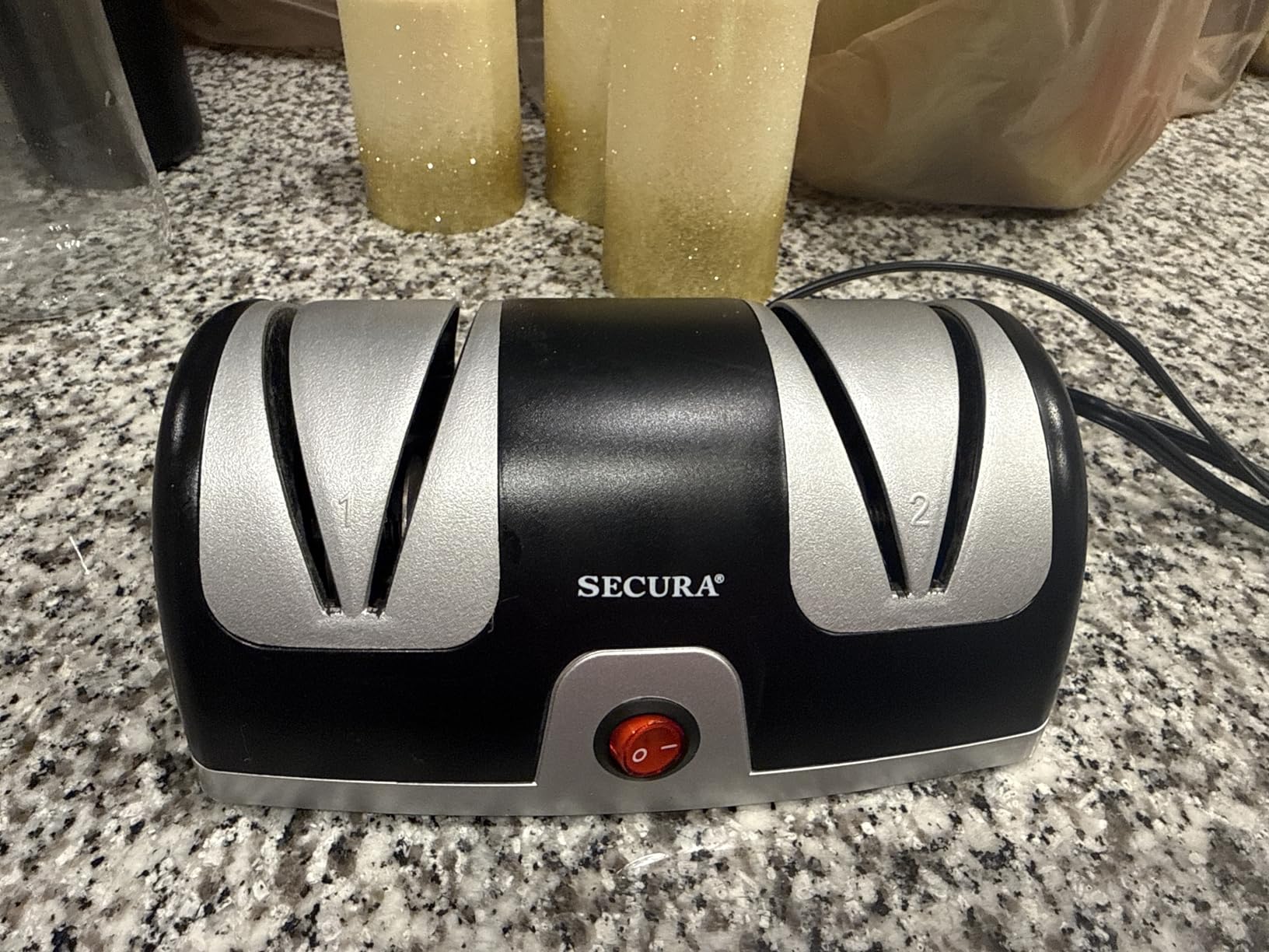 Secura 2-Stage Electric Knife Sharpener with Diamond Abrasives and Precision Angle Guides, Professional Sharpening Tool for Kitchen Straight Edge and Ceramic Knife, Black customer photo 2
