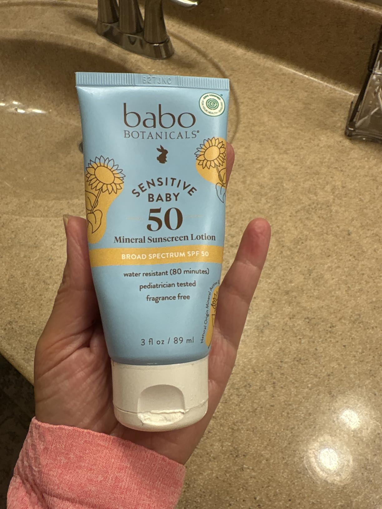 Babo Botanicals Sensitive Baby Mineral Sunscreen Lotion SPF50 - Natural Zinc Oxide - Face & Body - Fragrance-Free - Water-Resistant - EWG Verified - Vegan - Extra Sensitive Skin - For Babies & Kids customer photo 2
