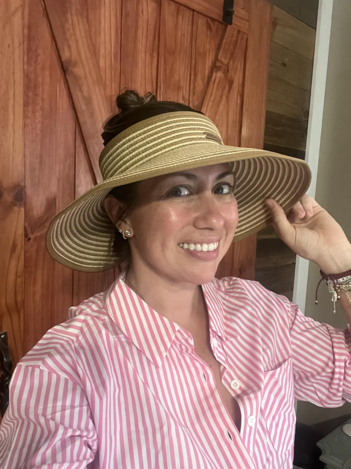 FURTALK Womens Sun Hat with Ponytail Hole Wide Brim Beach Straw Visor customer photo 1