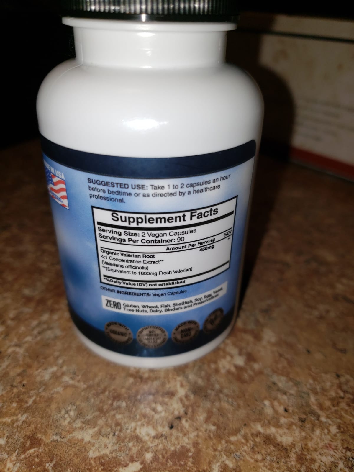 American Standard Supplements Organic Valerian – Vegan, Gluten Free, Non-GMO, 90 Capsules, 90 Servings customer photo 2