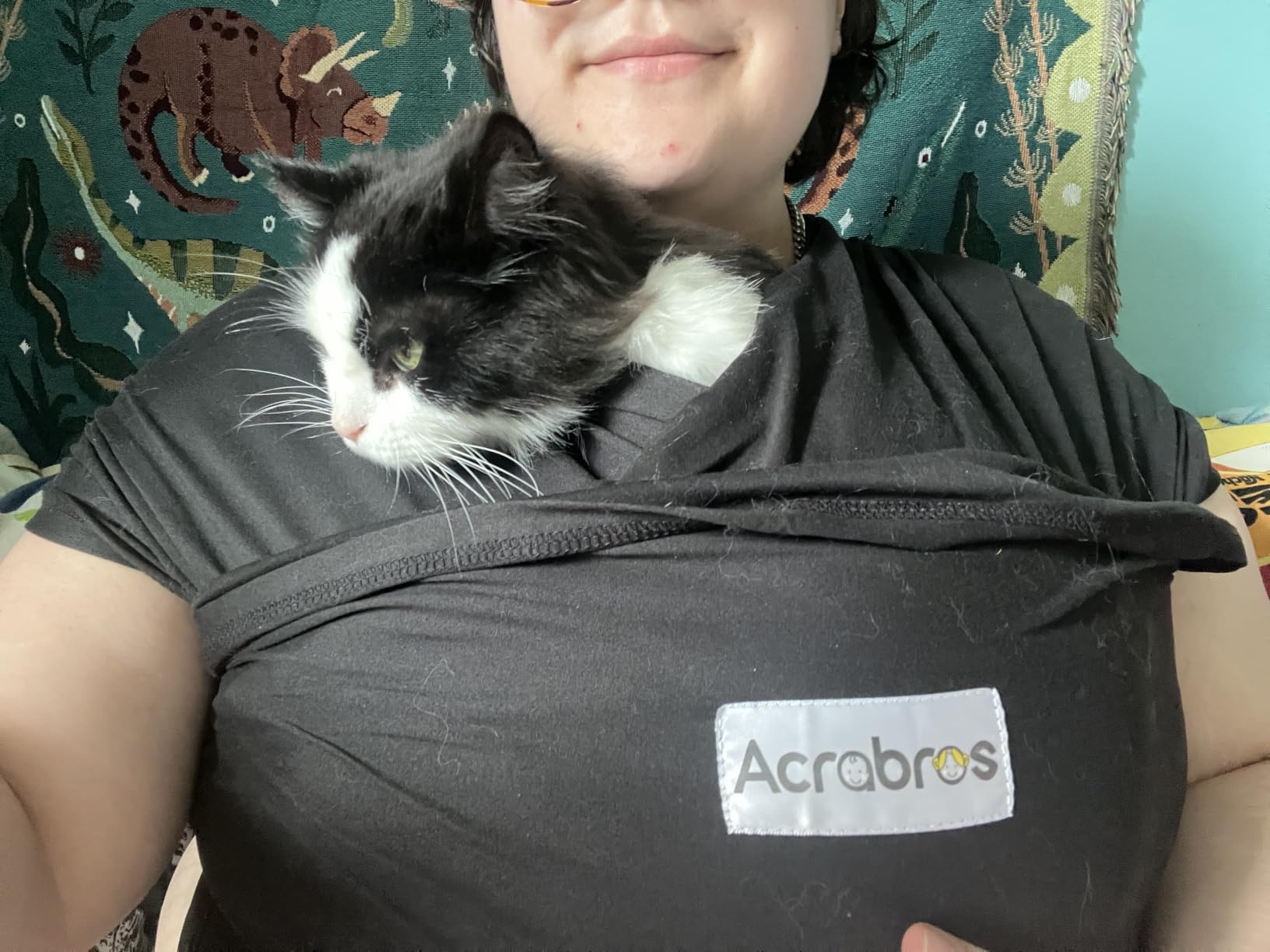 Acrabros Baby Wrap Carrier,Hands Free Baby Carrier Sling,Lightweight,Breathable,Softness,Perfect for Newborn Infants and Babies Shower Gift,Black customer photo 2
