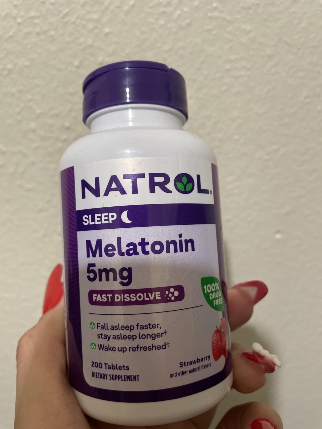 Natrol Melatonin 5 mg Fast Dissolve Tablets, Strawberry, 200 Count customer photo 1