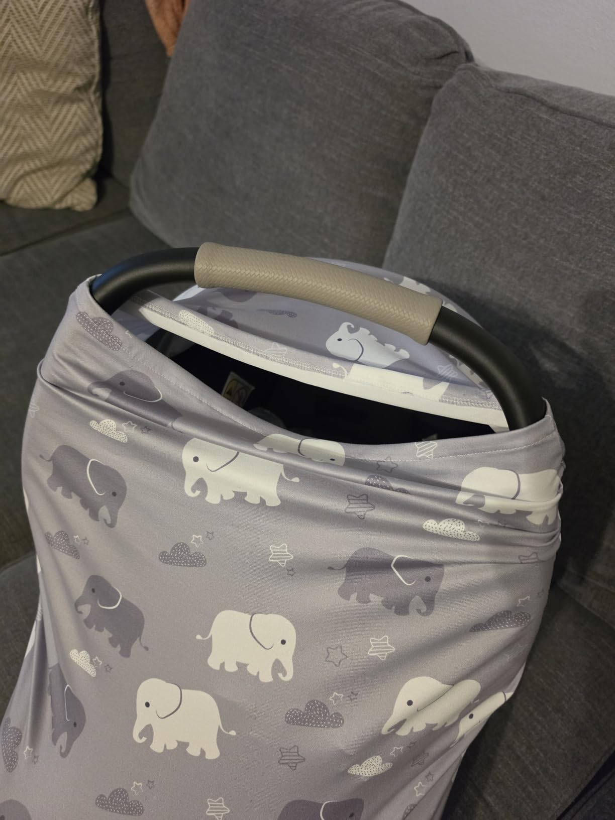 Baby Carseat Cover with Beanie, Adventure Mountain Infant Carseat Canopy for Boys Girls, Nursing Cover Breastfeeding Scarf for Mom, for Stroller High Chair Shopping Cart customer photo 2