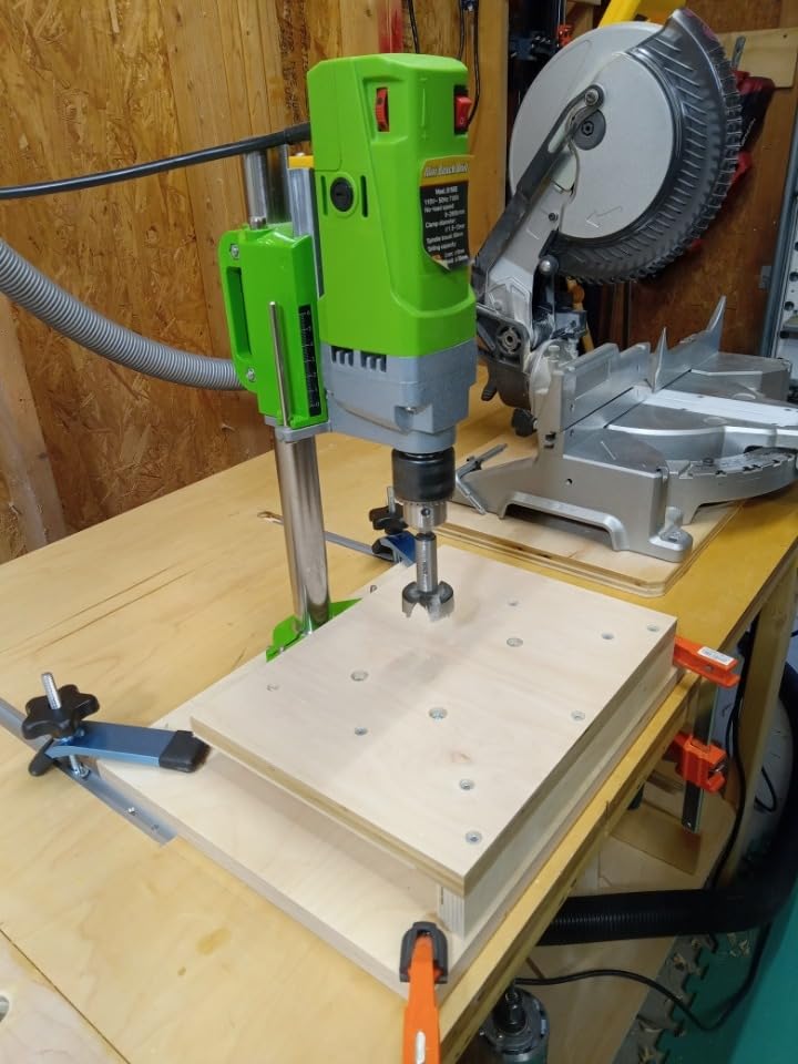 Bench Drill Stand 710W Mini Electric Bench Drilling Machine Drill Chuck 1-13mm, 6-Speed Mini Drill Press Machine with Cast Iron Base, 0-2800RPM, for DIY, Woodworking, Metal, Jewelry Making customer photo 2