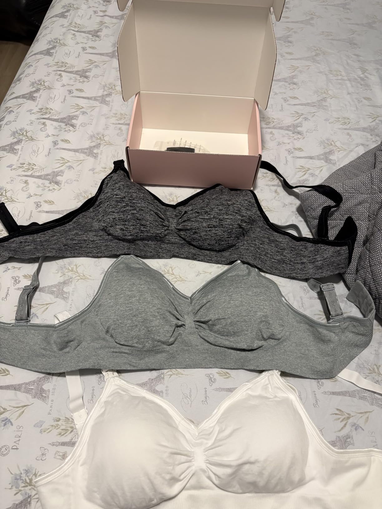 Angelhood Womens Seamless Sleep Nursing Bra,Breastfeeding Maternity Bra with Remove Bra Pads Extenders Pack of 3 customer photo 2