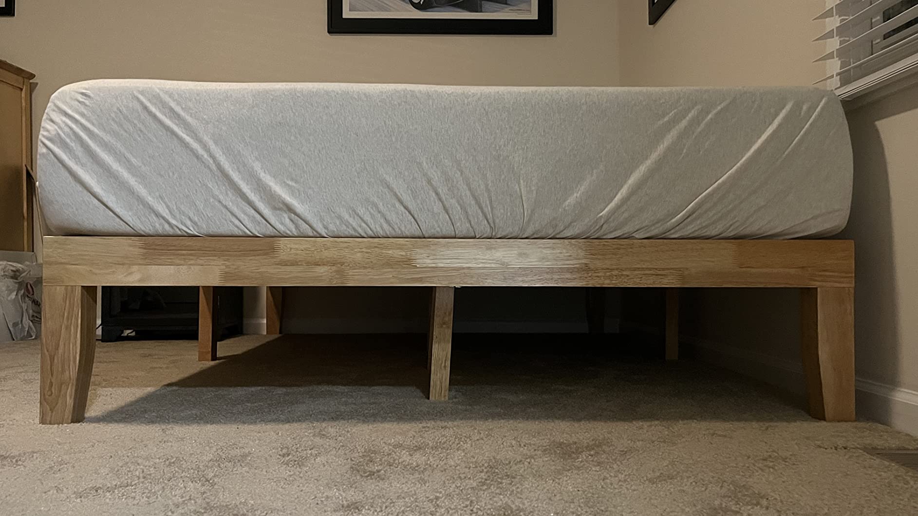 GIANTEX 14 Inch Queen Wood Platform Bed Frame, Minimalist Style Mattress Foundation with Solid Rubber Wood, Heavy Duty Slat Support, Without Headboard, Easy Assembly, No Box Spring Needed, Espresso customer photo 2