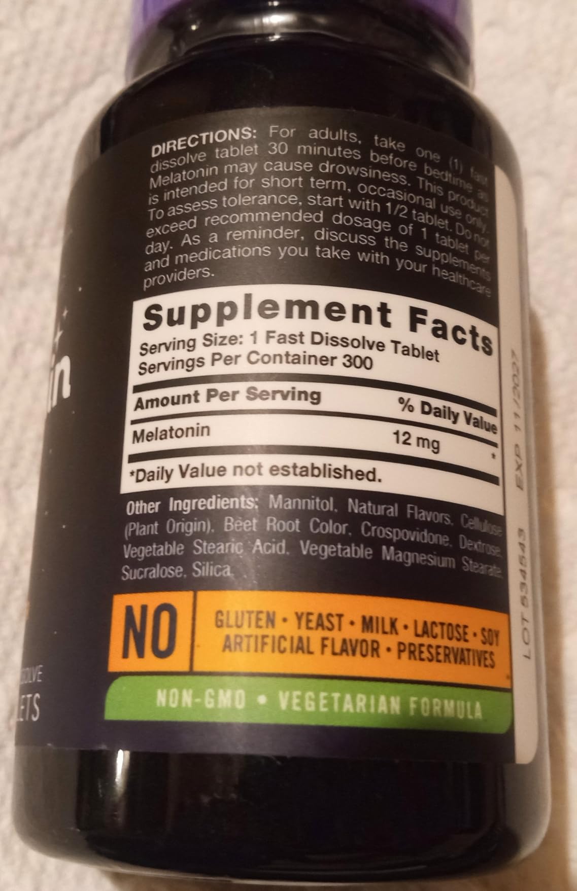 Carlyle Melatonin 12 mg Fast Dissolve 300 Tablets | Drug Free customer photo 2