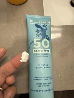 Blue Lizard Sensitive Mineral SPF 50 Sunscreen Lotion, 100% Mineral Sunscreen, UVA/UVB Protection, Infused with organic Aloe Vera, Soothes and Hydrates, 5 fl oz customer photo 2