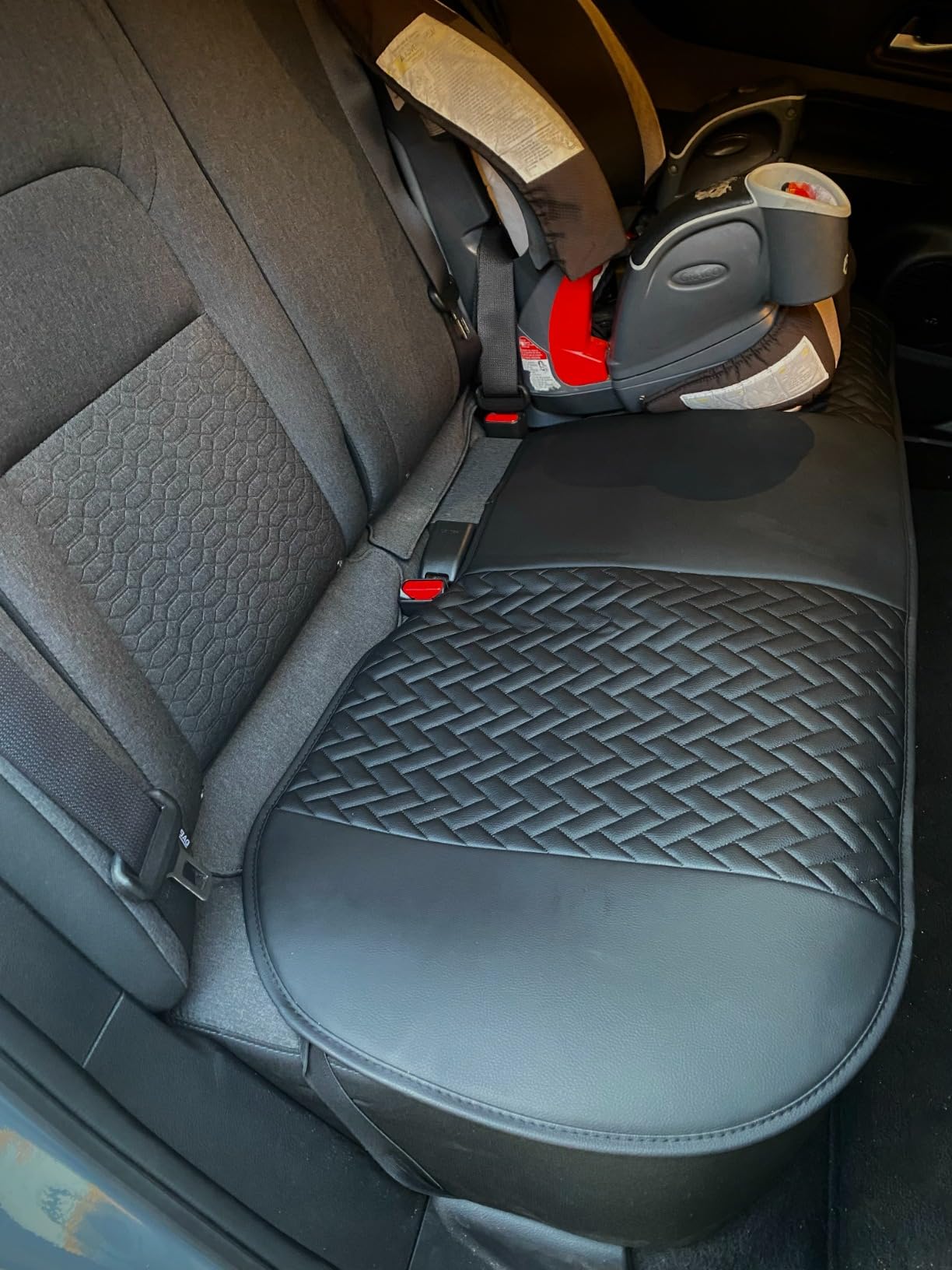 West Llama Pu Leather Car Seat Bottom Covers Protectors Include 1 Pair Front Driver Seat Pad Mat and 1 Rear Bench Cover Universal Fit 90% Vehicles,Black customer photo 1