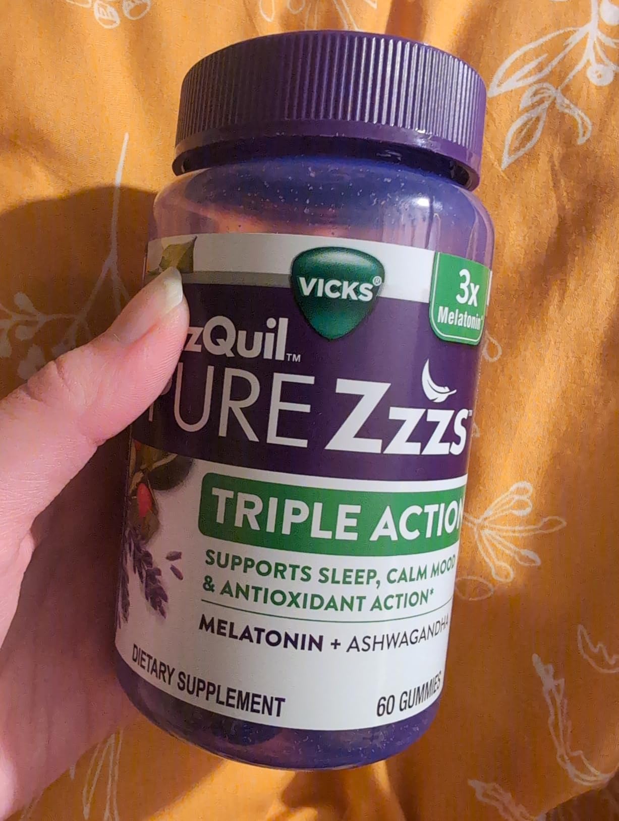 ZzzQuil PURE Zzzs Triple Action, Melatonin Gummies, Melatonin 6mg, 3X Melatonin, Sleep Aid with Ashwagandha, Calm Mood, Antioxidant Action, Sleep Aids for Adults, 60 Sleep Gummies customer photo 1