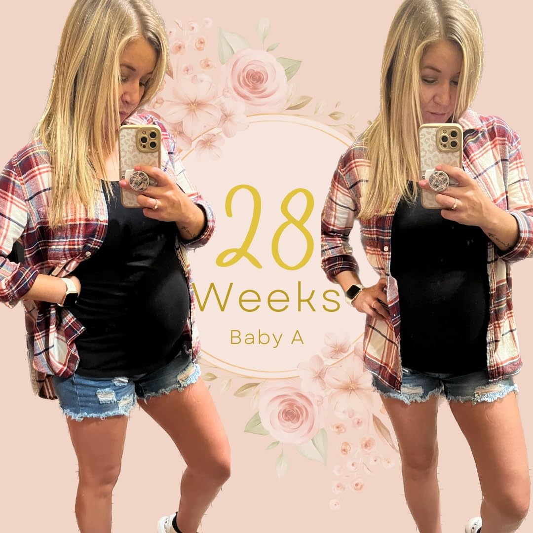 V VOCNI Maternity Jean Shorts Ripped Frayed Underbelly Denim Short customer photo 2