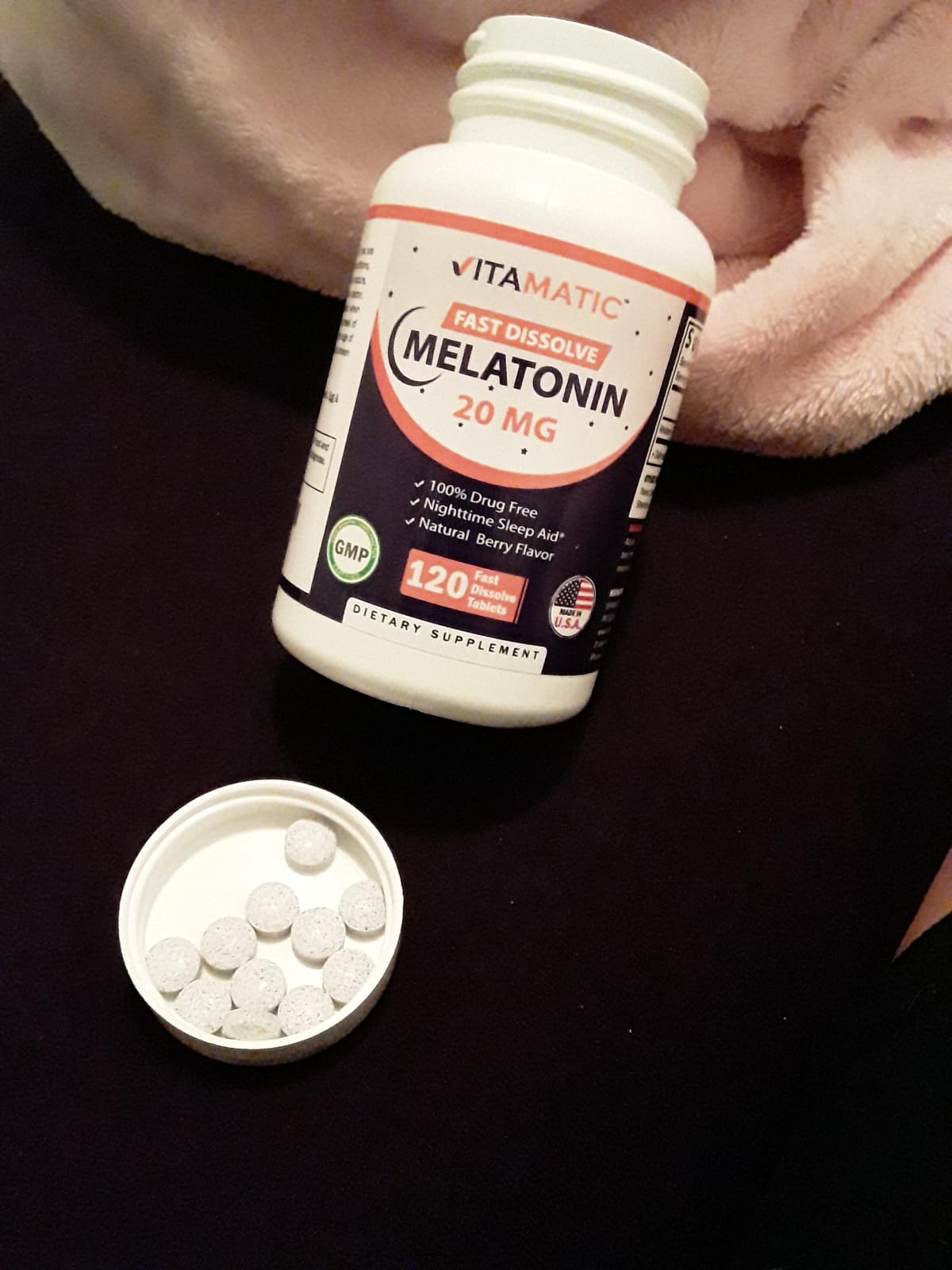 Vitamatic Melatonin 20 mg Fast Dissolve Tablets, 120 Count, Made in USA customer photo 2