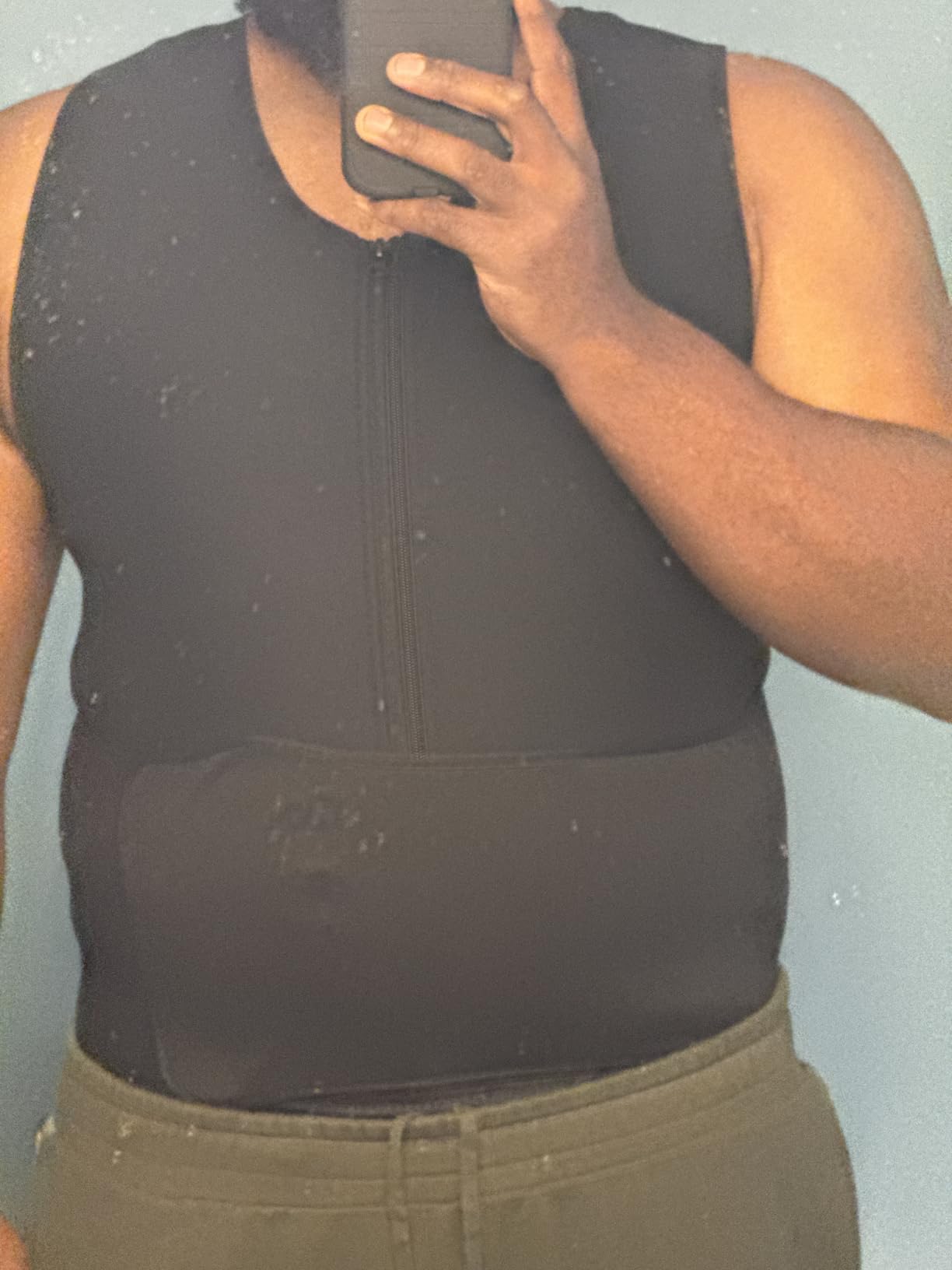Cimkiz Men's Waist Trainer Sauna Suit Shirt, Gym & Exercise Compression Vest, Sweat-Boosting Workout Top customer photo 2