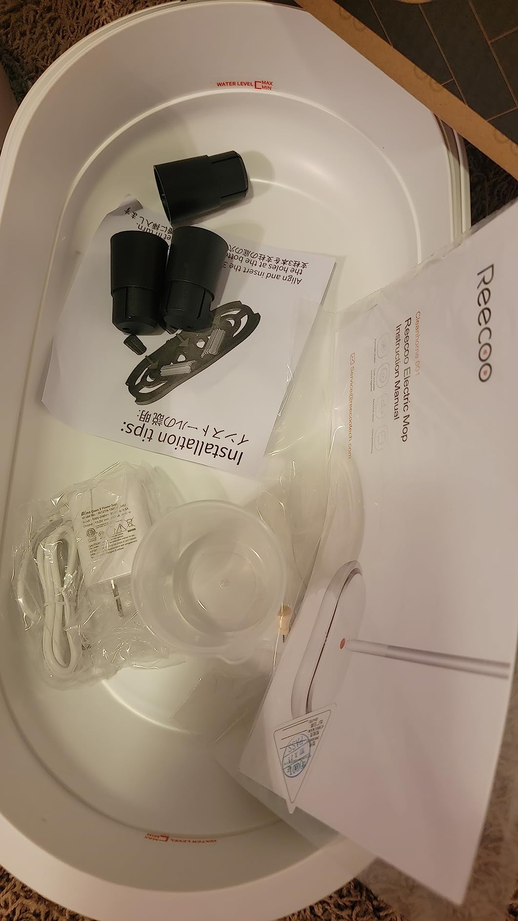 REECOO Cordless Electric Spin Mop Power Mop with 4 Floor Scrubber Pads/Automatic Cleaning Bucket/Water Sprayer,Lightweight & Rechargeable,Suitable for Wooden, Marble, Tile, Hardwood Floor. customer photo 2