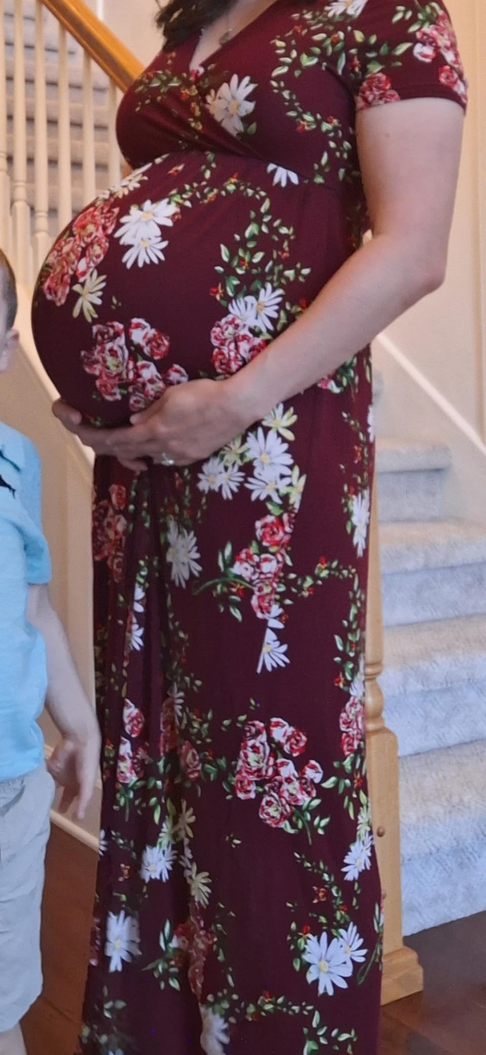 Xpenyo Maternity Maxi Dress Women Casual Wrap Long Baby Shower Pregnancy Dresses customer photo 1