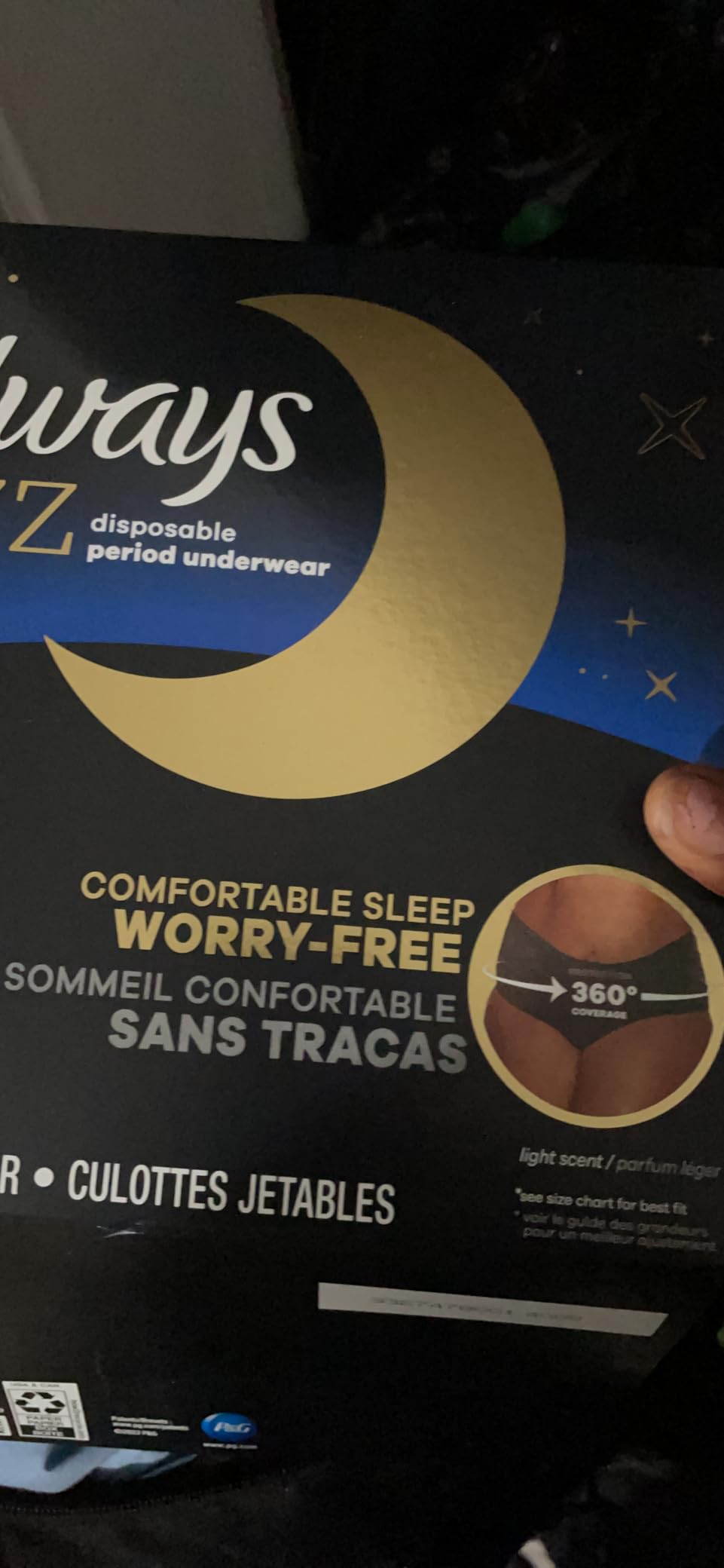 Always ZZZ Overnight Disposable Period Underwear for Women, Large, 360° Coverage for Worry-Free Nights, 14 Count (2 Packs of 7) customer photo 2