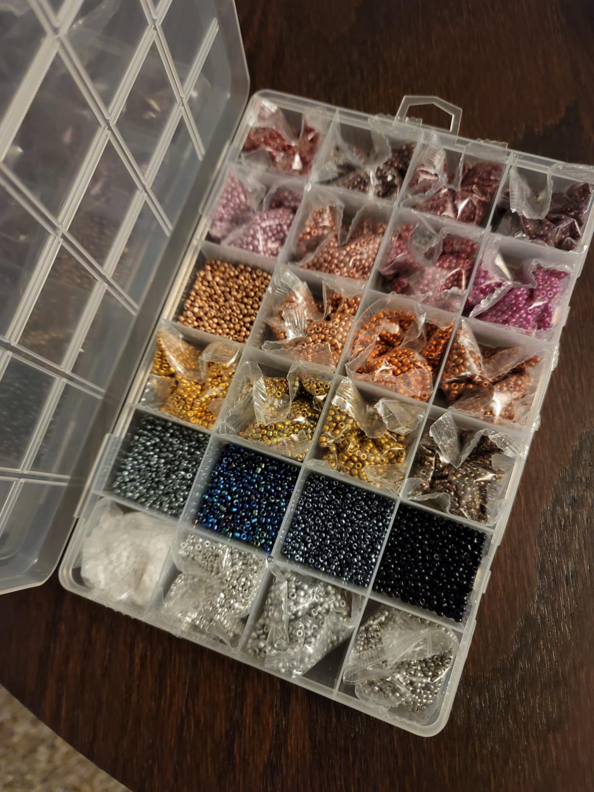 12/0 Glass Seed Beads About 15600pcs 24 Colors 2mm Loose Seed Beads Kit Bracelet Making with 24-Grid Plastic Storage Box for Jewelry Making customer photo 1