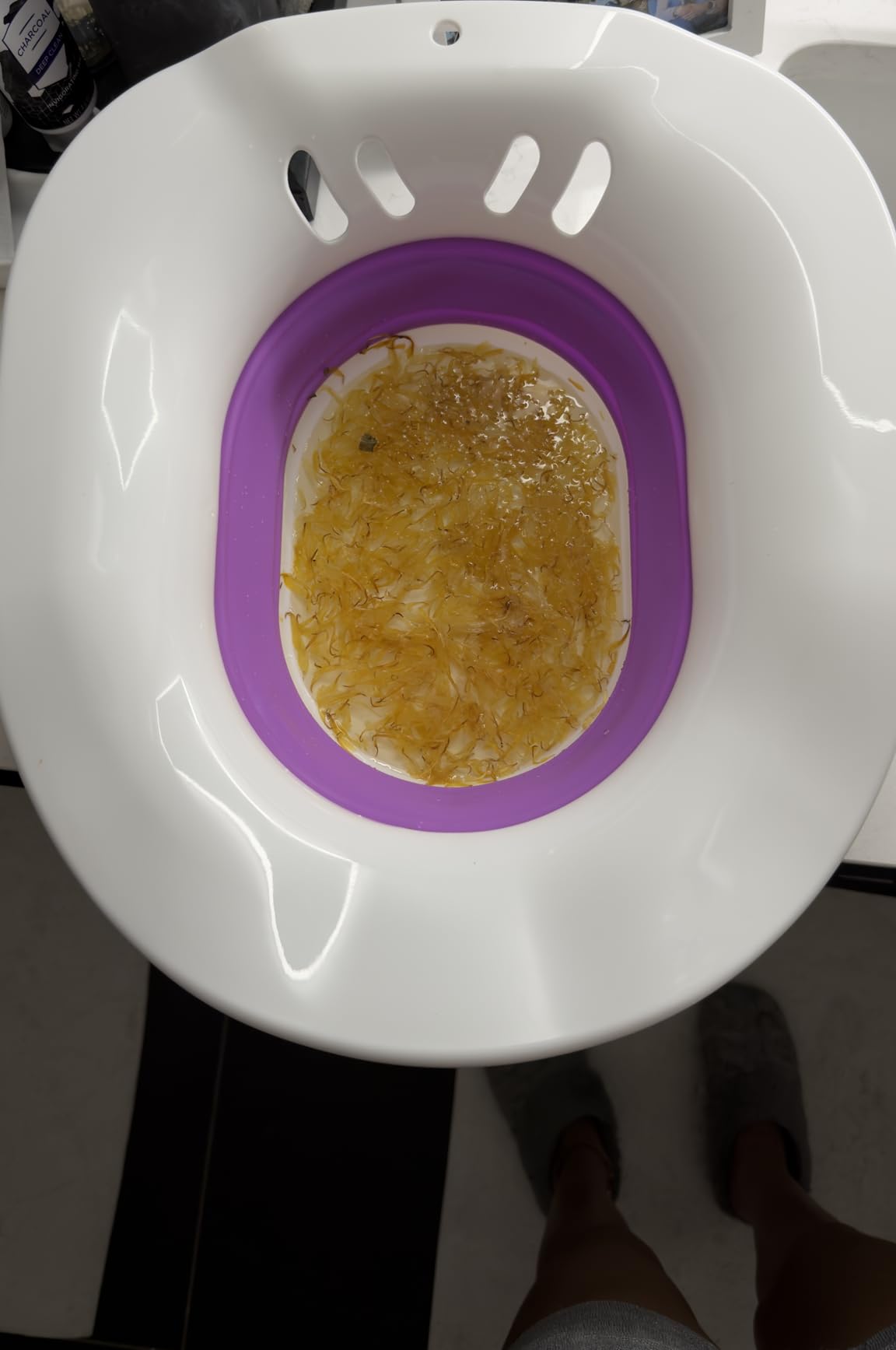 Fivona Sitz Bath for Toilet Seat Postpartum and Hemorrhoids Care - Yoni Steam Seat - Foldable Basin for Epsom Salt Soak - Portable Bidet BPA Free Temperature Resistant - Universal Fit - Blue customer photo 2