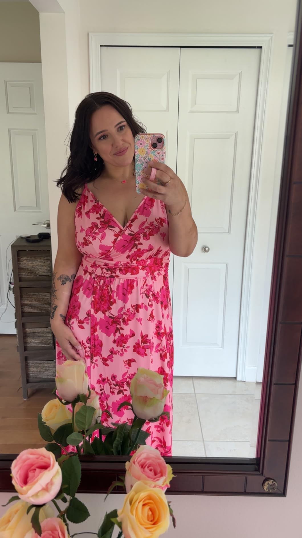 Newshows Women's 2026 Lightweight Summer Wedding Guest Beach Vacation Casual V Neck Split Flowy Maxi Dress customer photo 2