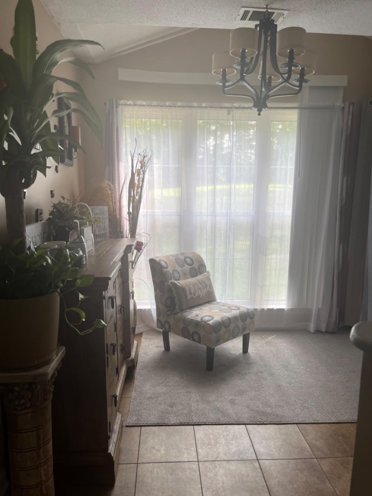 Signature Design by Ashley Armless Accent Chair, Ivory & Blue Floral customer photo 1