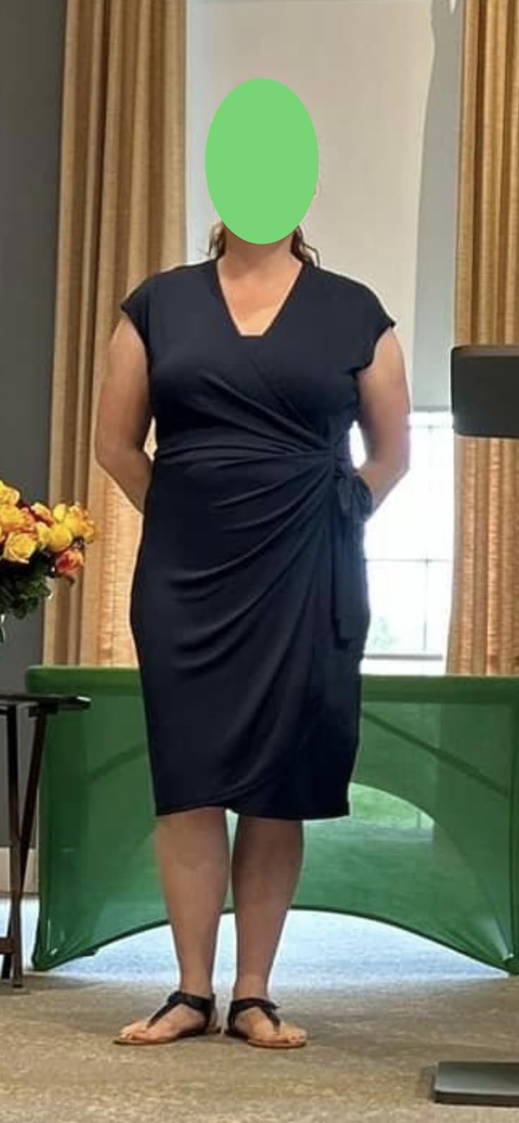 Amazon Essentials Women's Classic Cap Sleeve Wrap Dress with V Neck, Pleated Waist (Available in Plus Size) customer photo 1