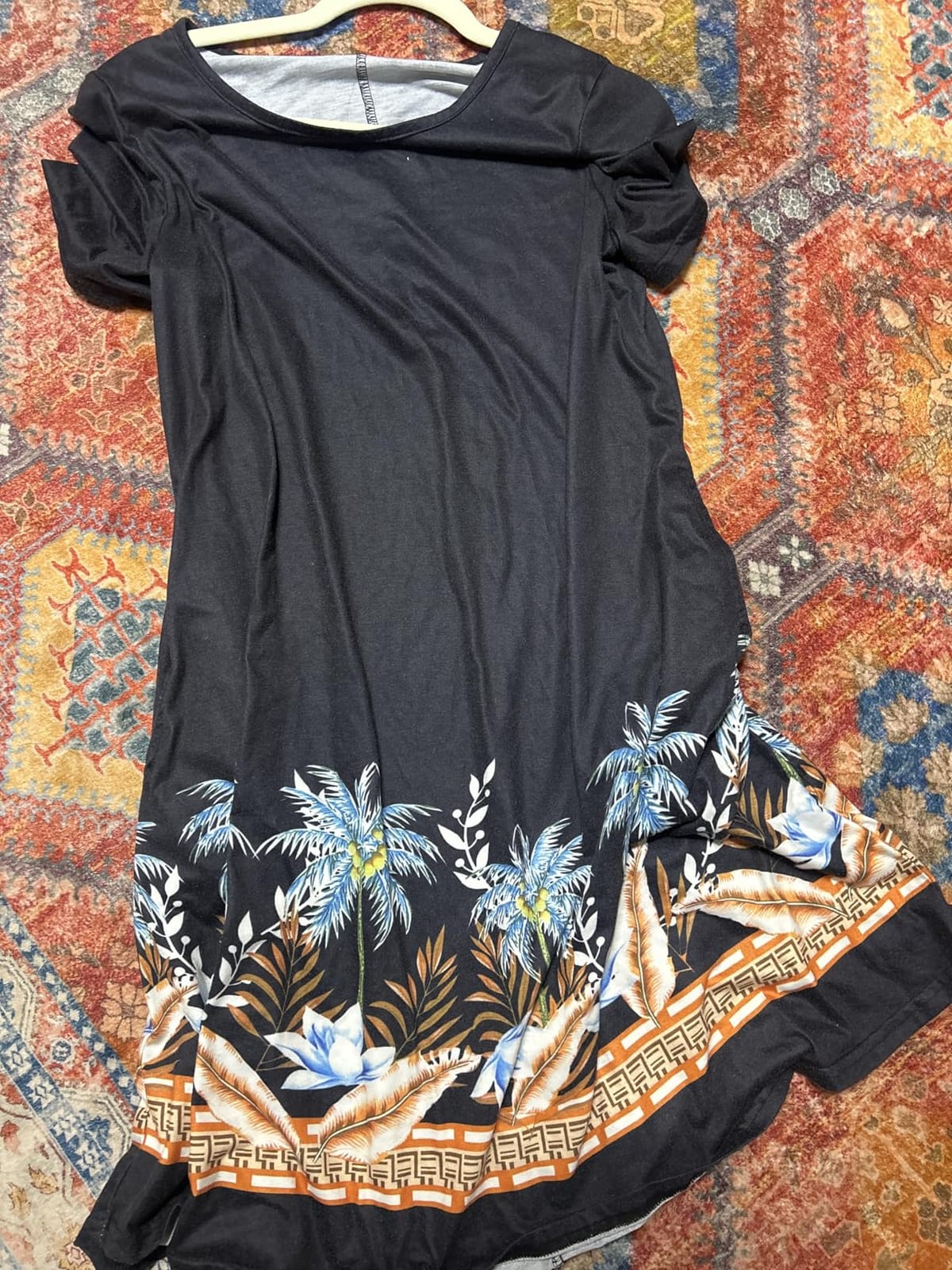 elescat Womens Summer Dresses Casual Loose Tshirt Floral Pockets Sundress customer photo 2