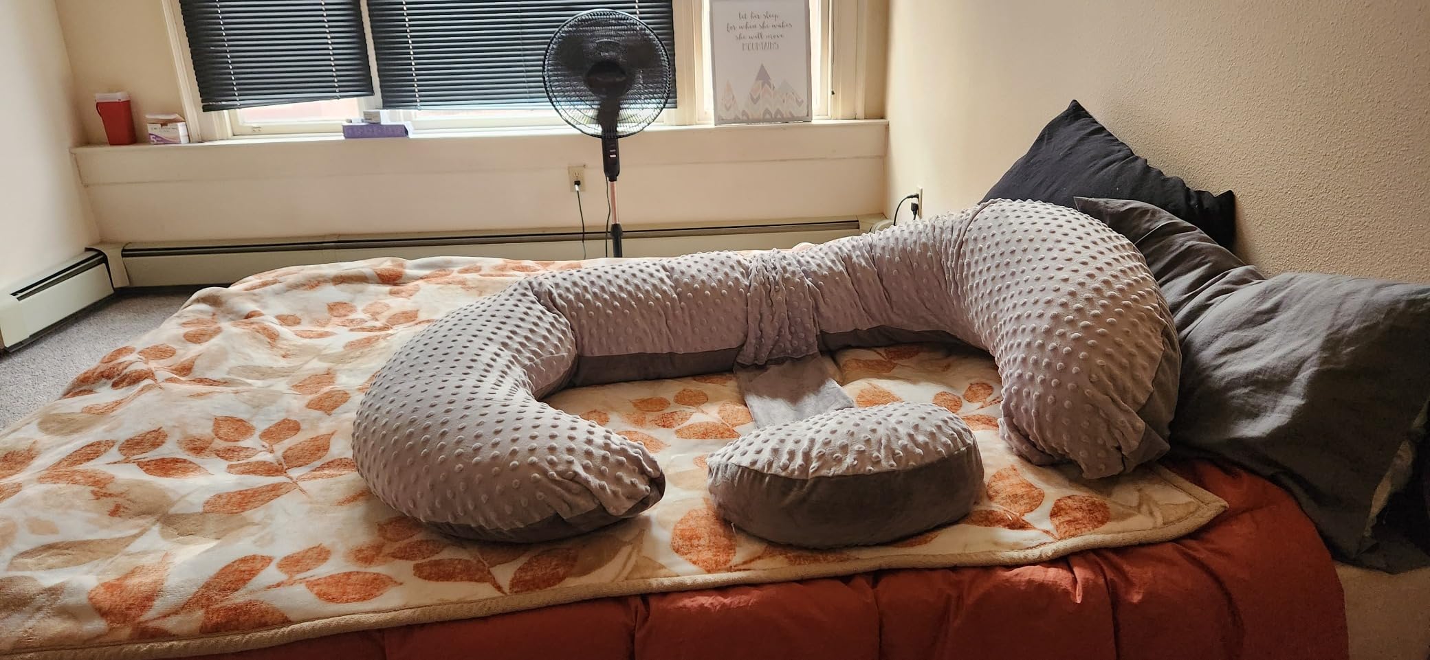 QUEEN ROSE Pregnancy Pillow, Maternity Body Pillow, Wedge, Dual Grey Velvet customer photo 2