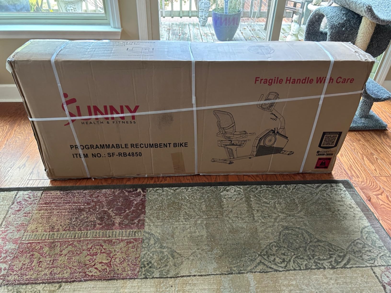 Sunny Health & Fitness Smart Recumbent Bike for Indoor Low Impact Cardio customer photo 2