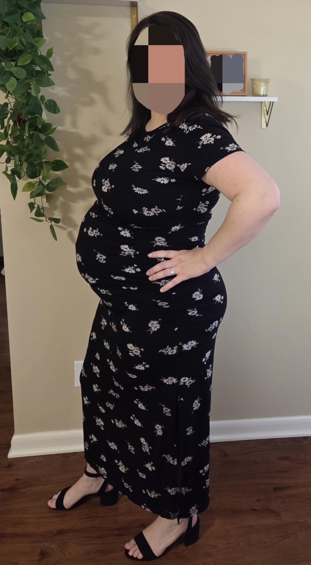 Smallshow Women's Split Long Short Sleeve Maternity Dress customer photo 1