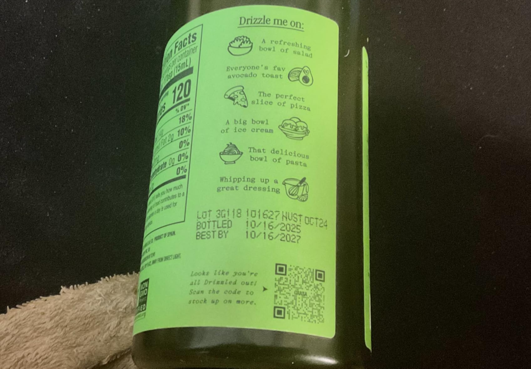 Graza Drizzle Extra Virgin Olive Oil, Finishing Oil - High Polyphenol Early Harvest EVOO Finishing Oil in a Squeeze Bottle - Single Origin Olive Oils from Spain - 16.9 Fl Oz (500ml) customer photo 2